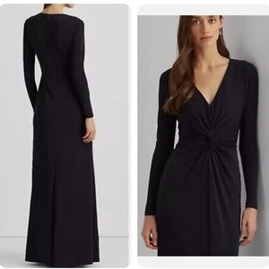 NWT Ralph Lauren Nadira Twist-Front Gown Black Size 10